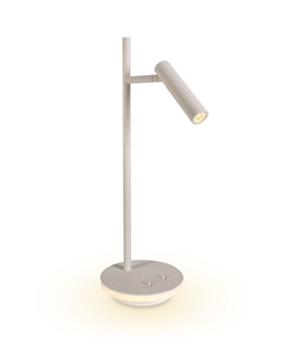 White 3W Reading light + 6W Base LED Decorative desk lamp with On/Off switch and Eu plug.