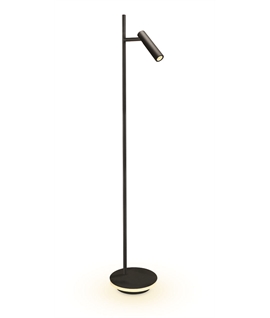 Black 3W Reading light + 8W Base LED Decorative floor lamp with On/Off switch and Eu plug.