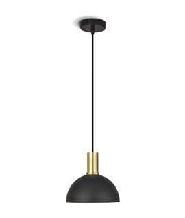 Brushed Brass 10W E27 pendant with black shade.