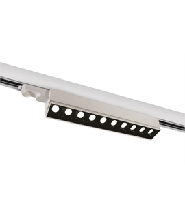 White 10X5W COB linear track light spot +-45� adjustable, ideal for
shops and showrooms.