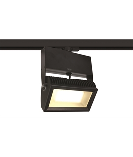 Black 42W LED floodlight range track light, high lumen output ideal for shops and
showrooms.