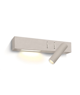 White 3W COB LED + 6W right side light bedside adjustable fitting with 2 switches, IP20.