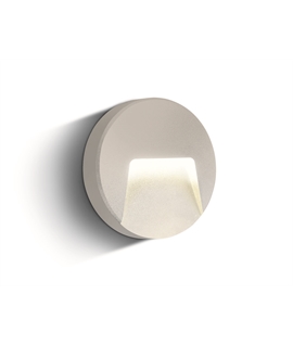 White 3W AC LED wall light, IP65, ideal for both indoor and outdoor
installation.