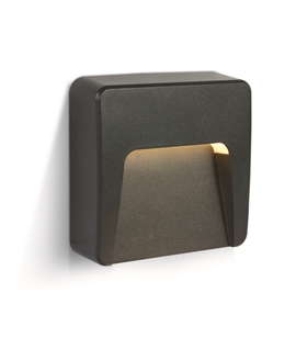 Anthracite 1,5W AC LED wall light, IP65, ideal for both indoor and outdoor
installation.