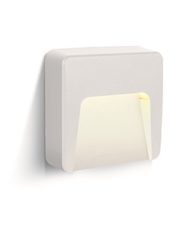 White 1,5W AC LED wall light, IP65, ideal for both indoor and outdoor
installation.