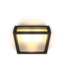 Black 2x12w E27 outdoor wall light ideal for residential illumination, IP54.