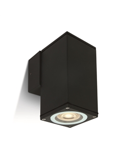 Black 10W mains GU10 wall cube light IP54.