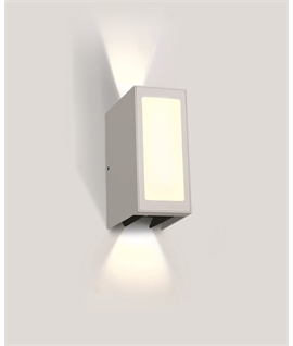 White 9W LED Outdoor Wall Light with adjustable beam, IP54.