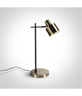 Brushed Brass 10W E27 Decorative table lamp with EU Schuko plug.