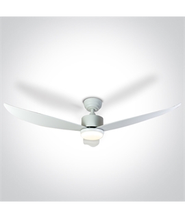 White Rod mounted ceiling fan complete with white ABS blades.