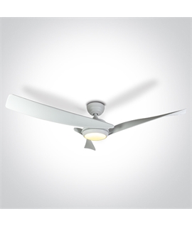 White Rod mounted ceiling fan complete with white ABS blades.