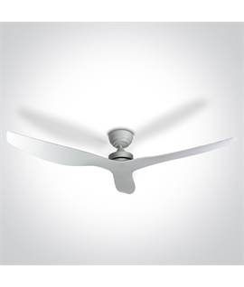 White Rod mounted ceiling fan with white ABS blades.