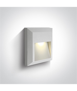 White 2W AC LED wall light, IP65, ideal for both indoor and outdoor
installation.