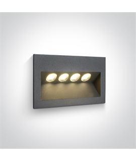Anthracite 4x1W LED wall recessed light, IP65, ideal for both indoor and outdoor installation.