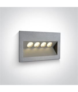 Grey 4x1W LED wall recessed light, IP65, ideal for both indoor
and outdoor installation.