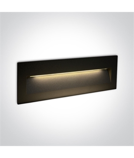 Black 7W LED wall recessed light, IP65, ideal for both indoor
and outdoor installation.