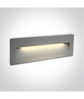 Grey 7W LED wall recessed light, IP65, ideal for both indoor
and outdoor installation.