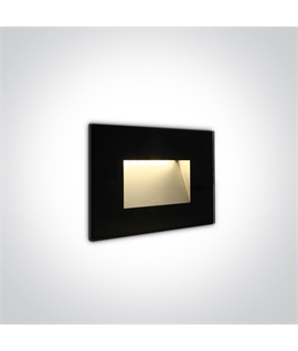 Black 3W Glass SMD LED recessed wall light, IP65.