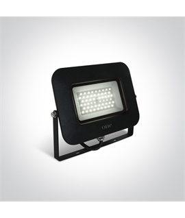 Black 50W AC LED flood light with adjustable mounting bracket.