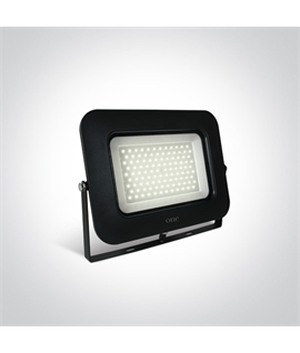 Black 100W AC LED flood light with adjustable mounting bracket.