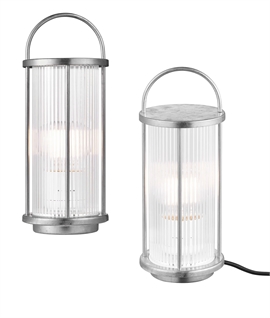 Ribbed Glass Exterior Table Light - Galvanized or Brass