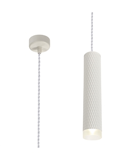 Piper 1 Light 30cm Pendant Light GU10, Sand White-Acrylic Ring