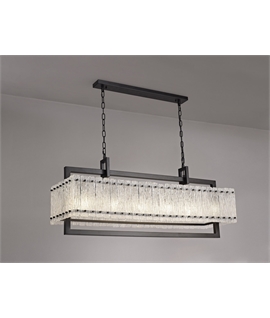 Piquet Large Linear Pendant, 12 Light E27, Matt Black-Crystal Sand Glass Item Weight: 20.2kg