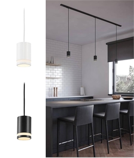 Stylish Track Pendant with Frosted Ring  Detail - Black or White