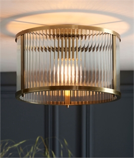 Flush Mounted Classic Style Ribbed Glass Ceiling Light