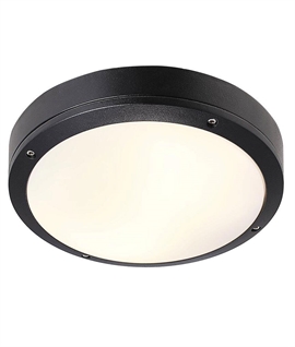 Round Black and Opal Exterior Wall or Ceiling Light - IP44