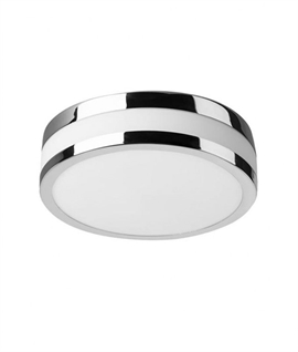 LED Chrome & Opal Glass Ceiling Light - IP44 Rated for Bathroom & WCs