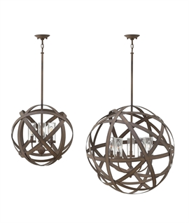 Outdoor Rated Woven Ribbon Sphere Pendant - Two Sizes