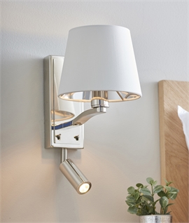 Polished Nickel Wall Light with Pivoting LED Arm & Shade