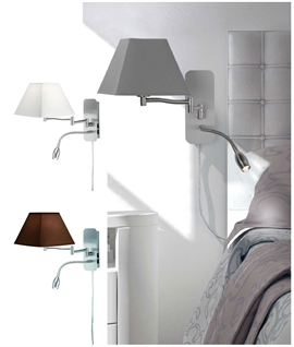 Hotel Style Retractable LED Arm & Shade Bedside Wall Light 
