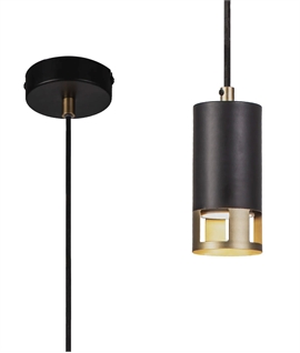 Luxe Beam 1 Light Pendant - Black & Painted Gold