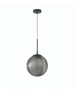 Globe Pendant Light with Textured Glass - Smoke or Opal 