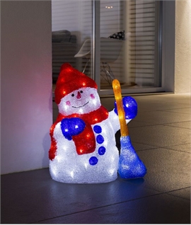 Festive Exterior LED Snowman with Broom