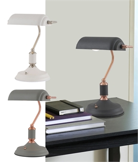 Bordeu Sand Grey & Copper Bankers Table Lamp 