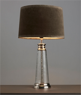 Clear Hammered Glass Table Lamp - Velvet Shade