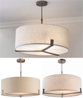 Telescopic Ceiling Light with Drum Fabric Shade - Hotel Chic