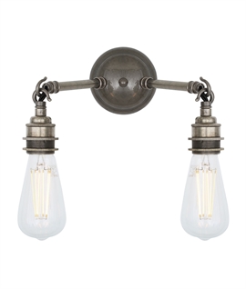Vintage Bare Lamp Double Wall Light - 3 Finishes