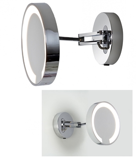 Finest Round Illuminated Vanity Mirror - Fully Adjustable 5x Magnification