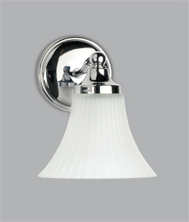 Classic Bathroom Wall Light - Flared Shade in Acid Etched Glass
