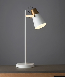 White and Brass Reading Light - Adjustable Shade