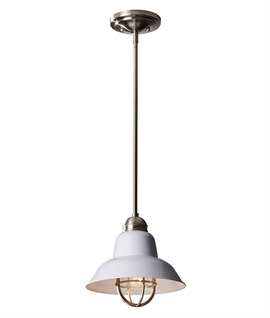 White Industrial Style Small Pendant with Drop Rods