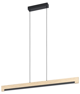 Linear LED Suspended Pendant with Wooden Frame