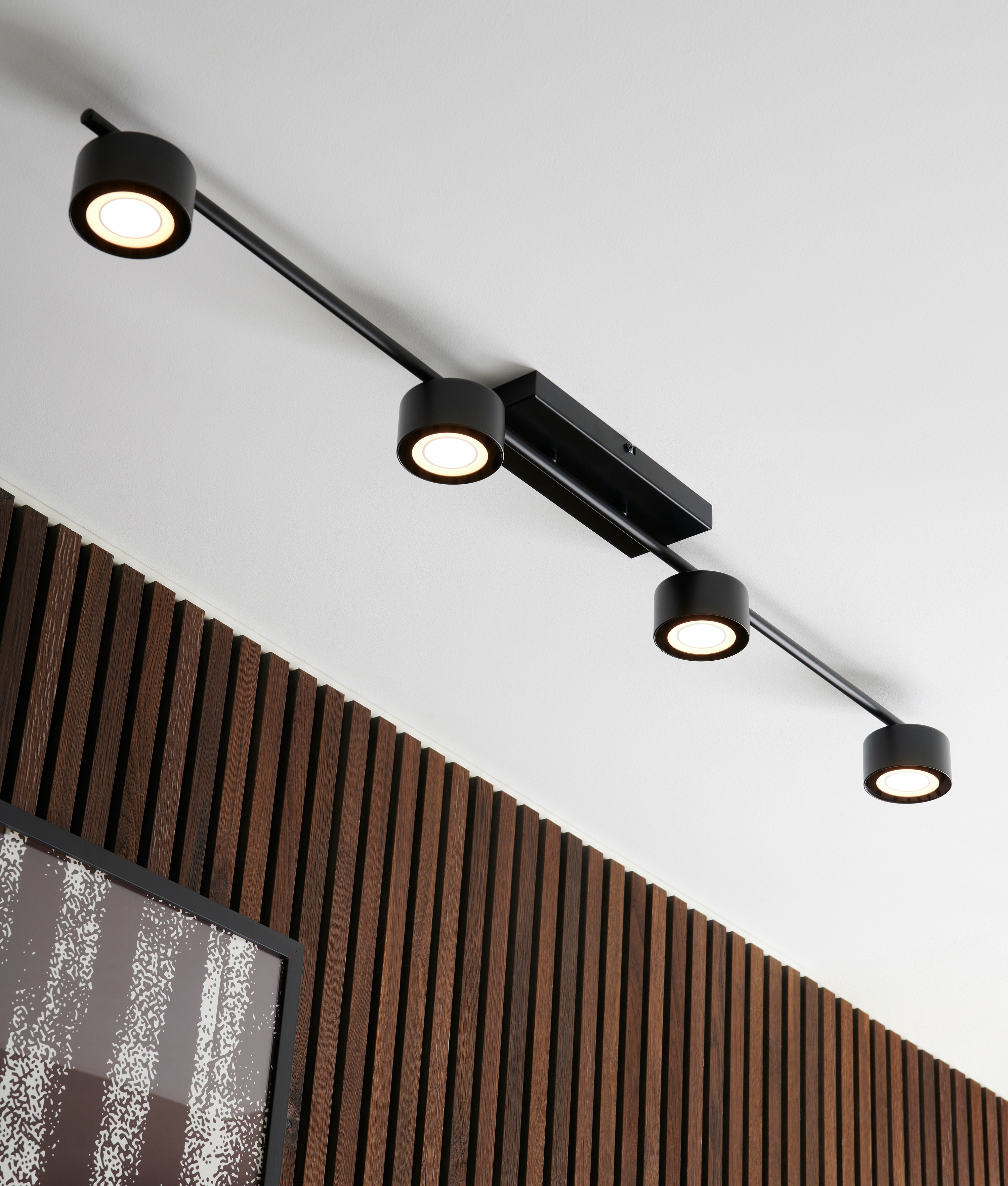 Black LED 4 Lamp Semi-Flush Ceiling Bar Light Black LED 4 Lamp Semi-Flush Ceiling Light