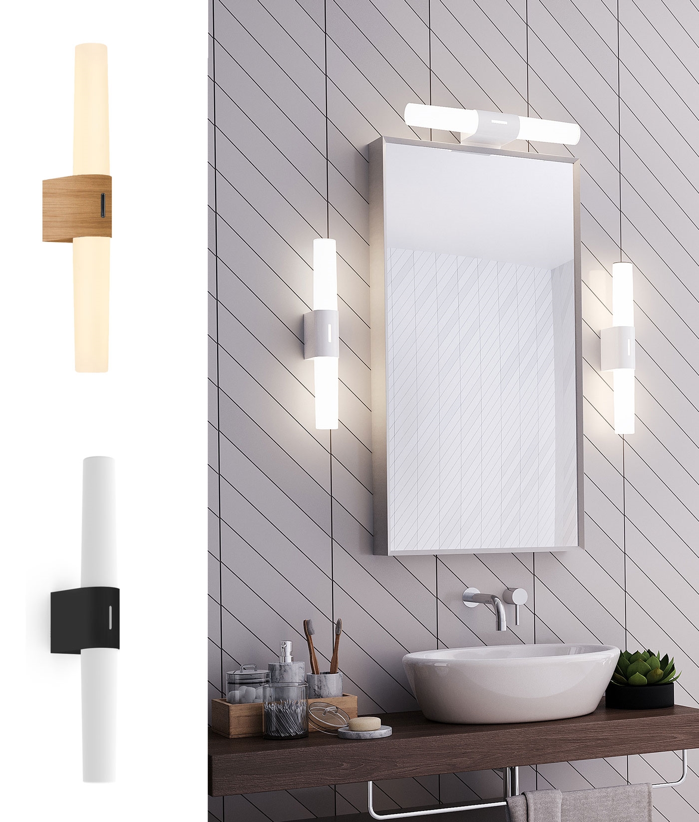 LED Bathroom Wall Light Horizontal or Vertical Installation