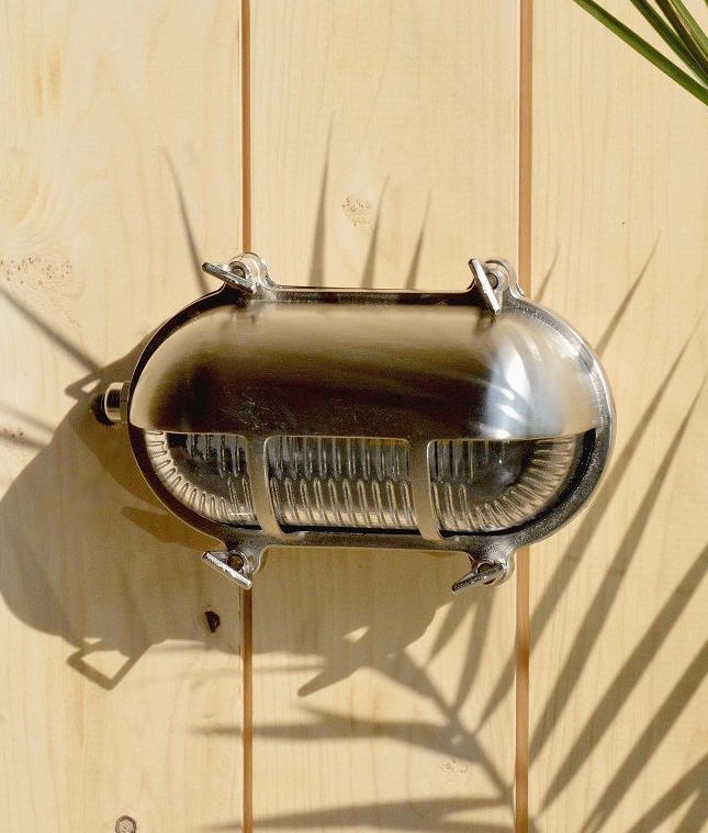 Oval Brass Bulkhead with Eyelid - Marine Wall Light fixture