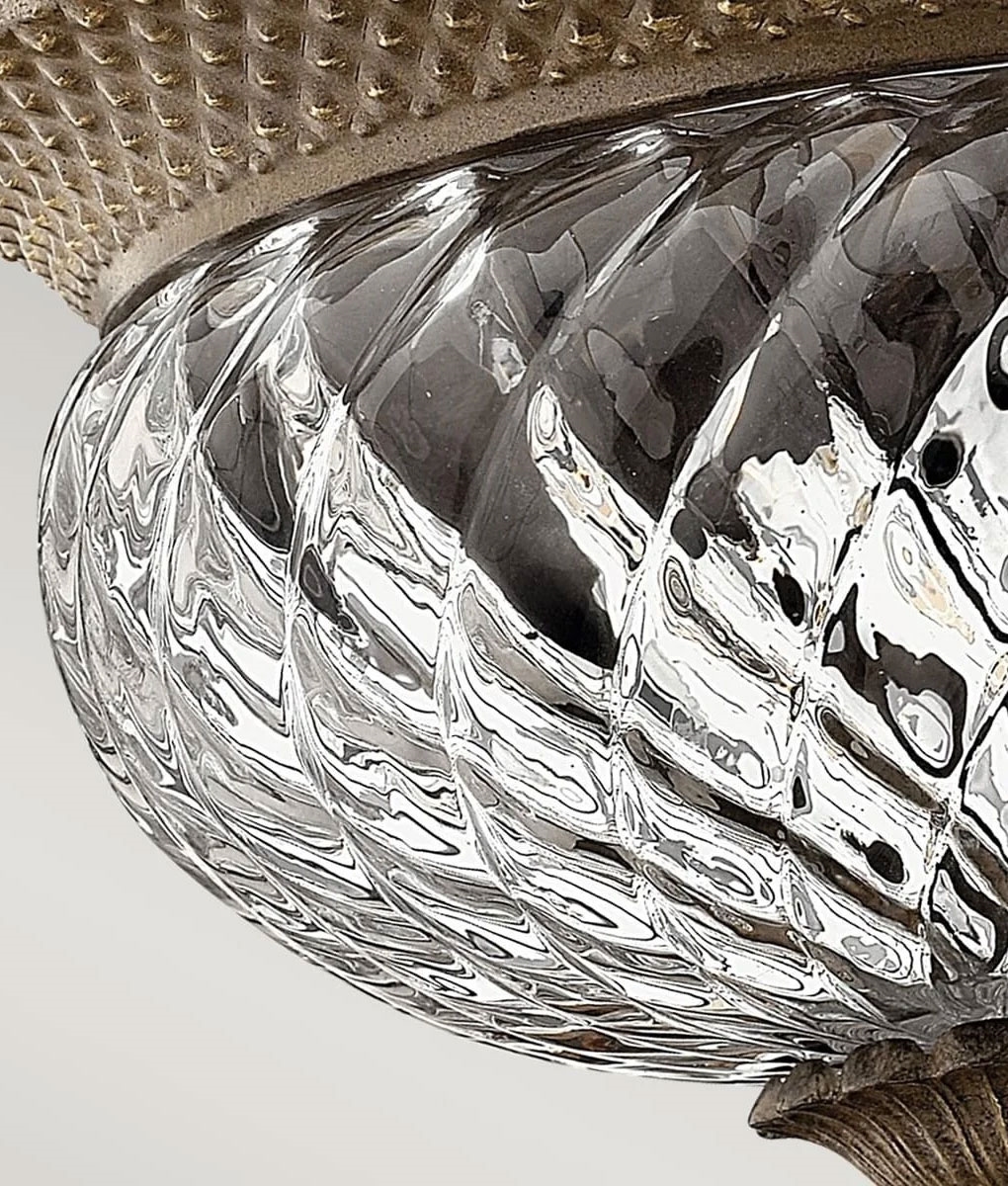 Optic Glass And Pineapple Design Flush Ceiling Light 2 Finishes